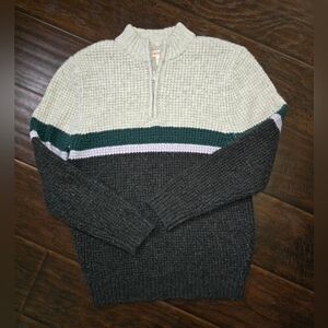 Cat & Jack Kids Quarter Zip Pullover Knit Striped Sweater Large
